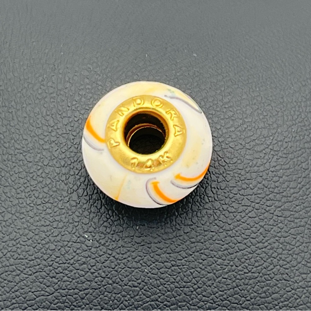 Pandora Orange and White Charm